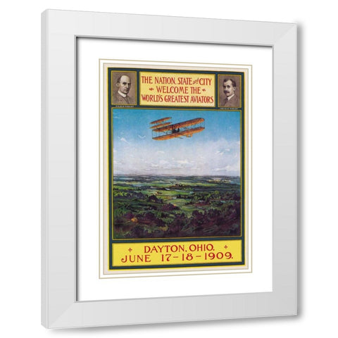 Dayton, Ohio Welcomes the Wright Brothers White Modern Wood Framed Art Print with Double Matting by Walker Litho
