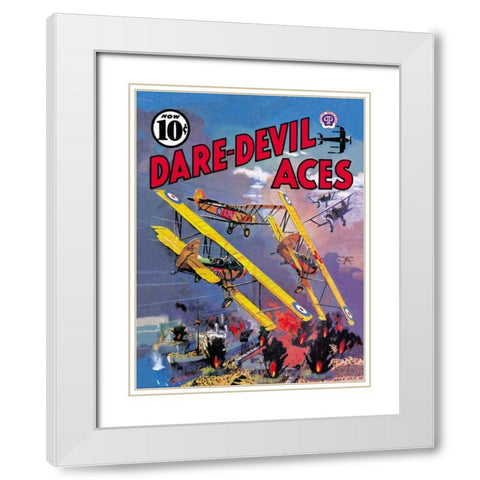 Dare-Devil Aces: The Dead Will Fly Again White Modern Wood Framed Art Print with Double Matting by Unknown