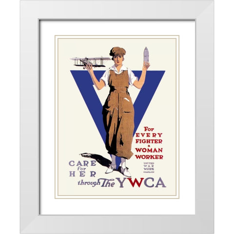 United War Work Campaign White Modern Wood Framed Art Print with Double Matting by Treidler