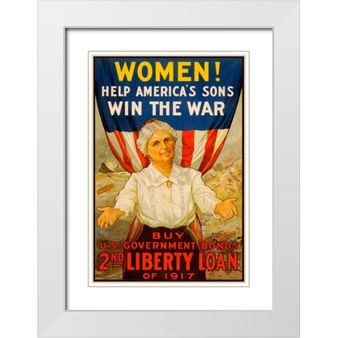 Women! Help Americas Sons Win the War White Modern Wood Framed Art Print with Double Matting by Unknown