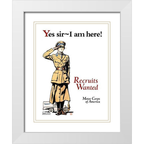 Recruits Wanted: Motor Corps of America White Modern Wood Framed Art Print with Double Matting by Penfield, Edward