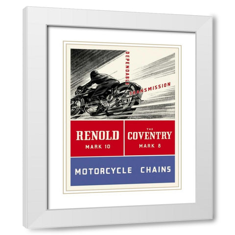 Reynold Mark 10 Motorcycle Chains White Modern Wood Framed Art Print with Double Matting by Unknown