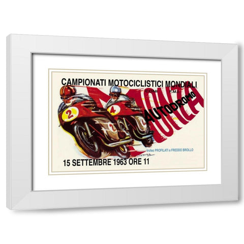 World Motorcycle Championship - 1963 White Modern Wood Framed Art Print with Double Matting by Unknown