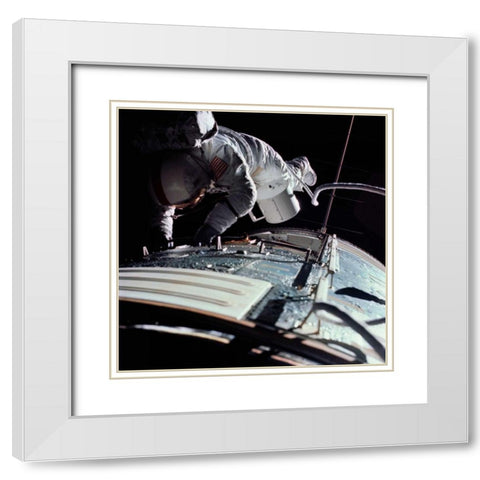 Extra Vehicular Activity, Apollo 17, 1972 White Modern Wood Framed Art Print with Double Matting by NASA