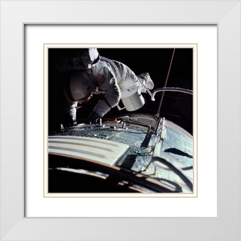 Extra Vehicular Activity, Apollo 17, 1972 White Modern Wood Framed Art Print with Double Matting by NASA