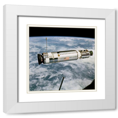 Agena Target Docking Vehicle Viewed from Gemini 12, 1966 White Modern Wood Framed Art Print with Double Matting by NASA