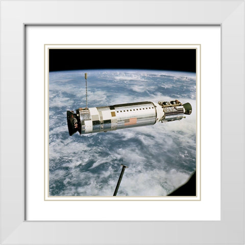 Agena Target Docking Vehicle Viewed from Gemini 12, 1966 White Modern Wood Framed Art Print with Double Matting by NASA