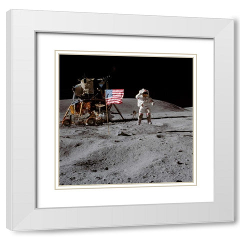 Moonwalk, Apollo 16, 1972 White Modern Wood Framed Art Print with Double Matting by NASA