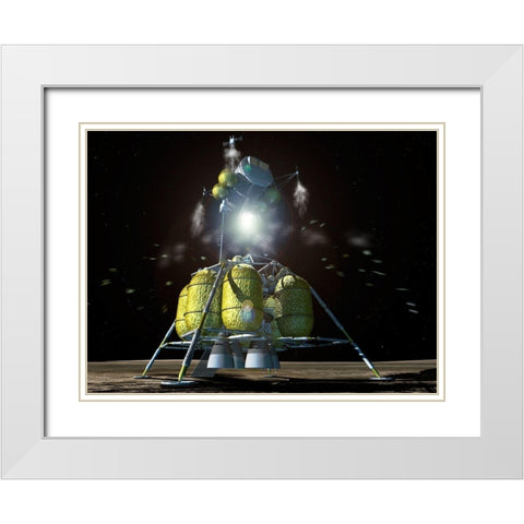 Launch of Lunar Surface Access Module (LSAM), Project Constellation White Modern Wood Framed Art Print with Double Matting by NASA