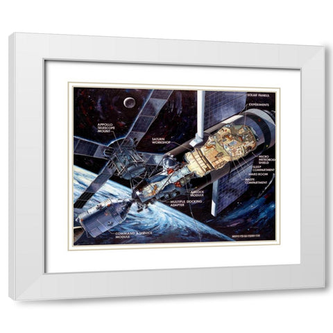 Skylab: Cutaway illustration, 1972 White Modern Wood Framed Art Print with Double Matting by NASA