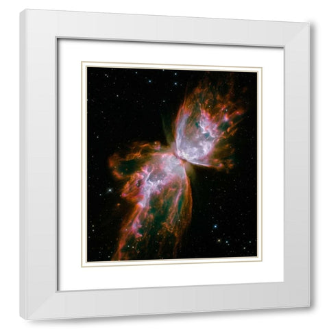 Butterfly Nebula White Modern Wood Framed Art Print with Double Matting by NASA