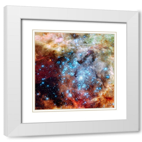 Merging Clusters in 30 Doradus White Modern Wood Framed Art Print with Double Matting by NASA
