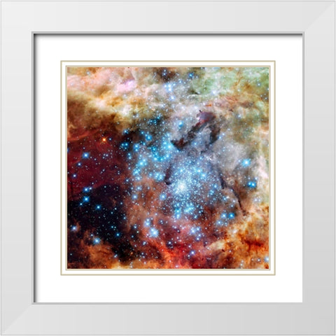 Merging Clusters in 30 Doradus White Modern Wood Framed Art Print with Double Matting by NASA