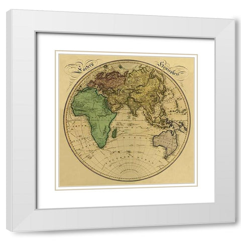 Eastern Hemisphere, 1831 - Tea Stained White Modern Wood Framed Art Print with Double Matting by Lizars, Daniel