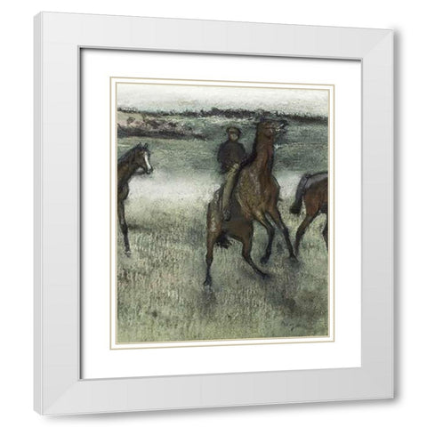 Race Horses (right) White Modern Wood Framed Art Print with Double Matting by Degas, Edgar