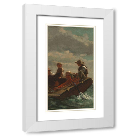 Breezing Up (center) White Modern Wood Framed Art Print with Double Matting by Homer, Winslow