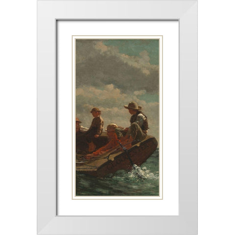 Breezing Up (center) White Modern Wood Framed Art Print with Double Matting by Homer, Winslow