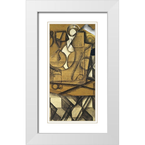Teacups (center) White Modern Wood Framed Art Print with Double Matting by Gris, Juan
