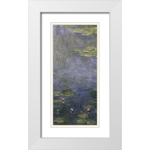 Water Lilies (Nympheas) IV (center) White Modern Wood Framed Art Print with Double Matting by Monet, Claude