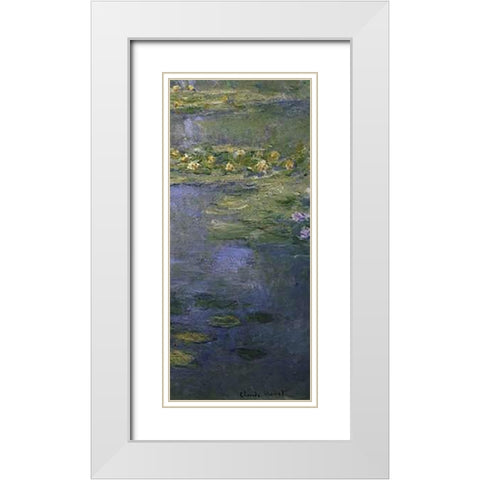 Water Lilies (Nympheas) IV (right) White Modern Wood Framed Art Print with Double Matting by Monet, Claude