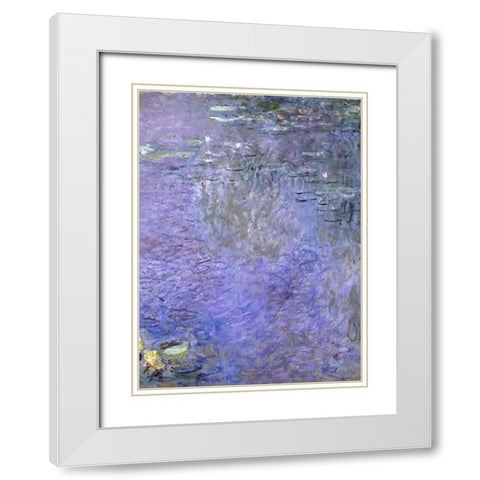Water Lilies: Morning, c. 1914-26 (center) White Modern Wood Framed Art Print with Double Matting by Monet, Claude