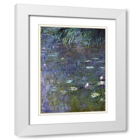 Water Lilies: Morning, c. 1914-26 (right) White Modern Wood Framed Art Print with Double Matting by Monet, Claude