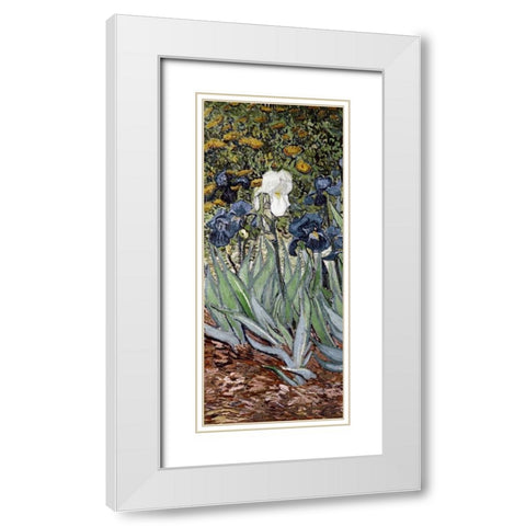 Irises - left White Modern Wood Framed Art Print with Double Matting by Van Gogh, Vincent