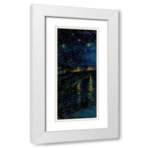 Starlight Over the Rhone - left White Modern Wood Framed Art Print with Double Matting by Van Gogh, Vincent