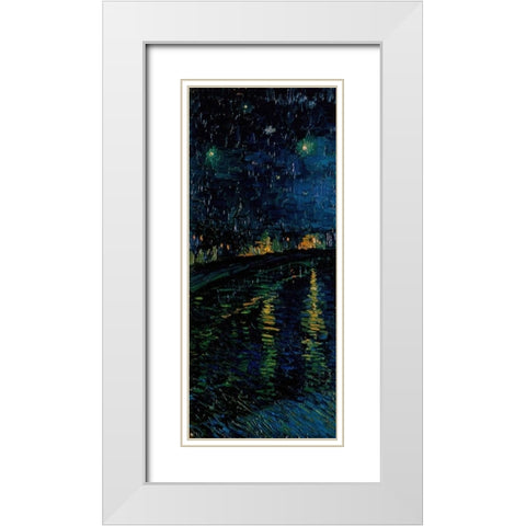 Starlight Over the Rhone - left White Modern Wood Framed Art Print with Double Matting by Van Gogh, Vincent