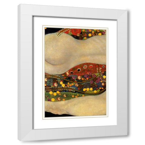 Sea Serpents V - left White Modern Wood Framed Art Print with Double Matting by Klimt, Gustav