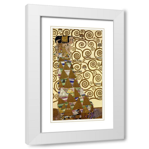 The Stoclet Frieze - left White Modern Wood Framed Art Print with Double Matting by Klimt, Gustav