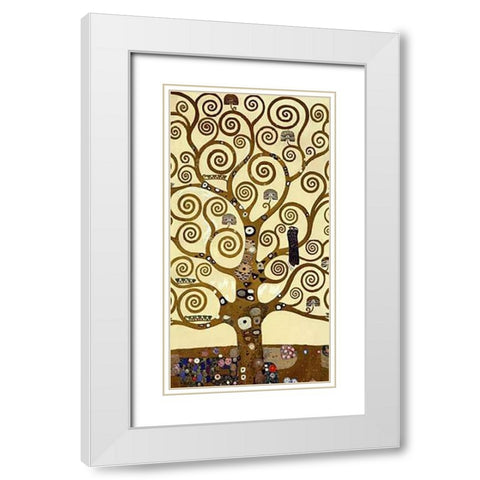 The Stoclet Frieze (center) White Modern Wood Framed Art Print with Double Matting by Klimt, Gustav