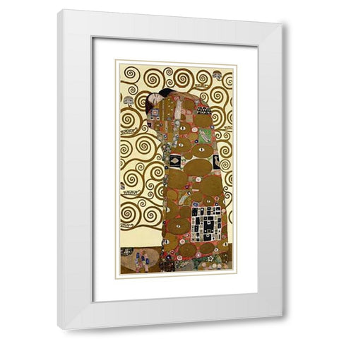 The Stoclet Frieze (right) White Modern Wood Framed Art Print with Double Matting by Klimt, Gustav