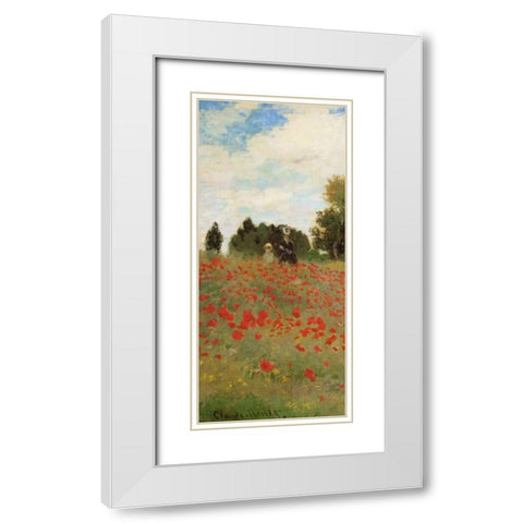 Field Of Poppies - Les Coquelicots 1873 - left White Modern Wood Framed Art Print with Double Matting by Monet, Claude