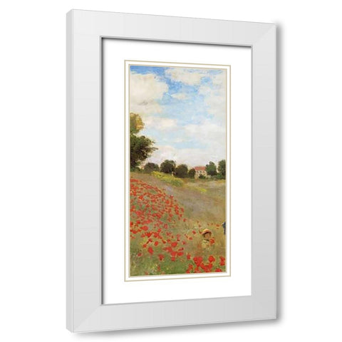 Field Of Poppies (Les Coquelicots) 1873 (center) White Modern Wood Framed Art Print with Double Matting by Monet, Claude
