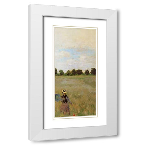 Field Of Poppies (Les Coquelicots) 1873 (right) White Modern Wood Framed Art Print with Double Matting by Monet, Claude