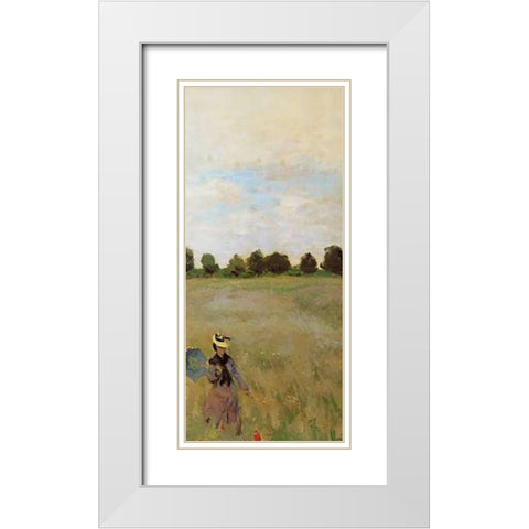 Field Of Poppies (Les Coquelicots) 1873 (right) White Modern Wood Framed Art Print with Double Matting by Monet, Claude