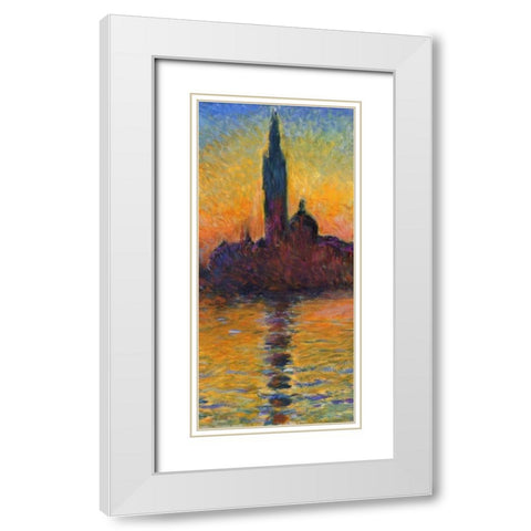 Twilight Venice - left White Modern Wood Framed Art Print with Double Matting by Monet, Claude