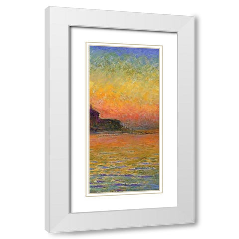 Twilight Venice (center) White Modern Wood Framed Art Print with Double Matting by Monet, Claude
