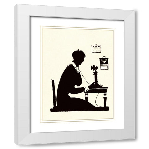 Homemaker Makes a Phone Call White Modern Wood Framed Art Print with Double Matting by Parrish, Maxfield
