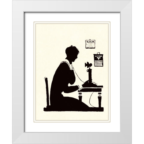 Homemaker Makes a Phone Call White Modern Wood Framed Art Print with Double Matting by Parrish, Maxfield