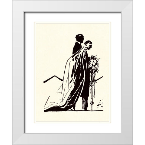 Couple Side by Side Moving Toward a Wedding Ceremony White Modern Wood Framed Art Print with Double Matting by Parrish, Maxfield