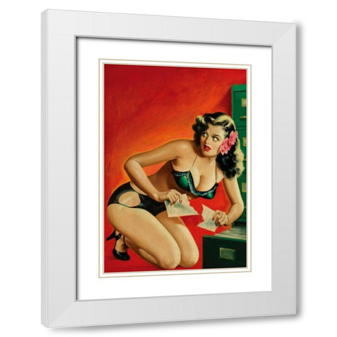 Special Detective Pulp Cover: Evidence White Modern Wood Framed Art Print with Double Matting by Driben, Peter