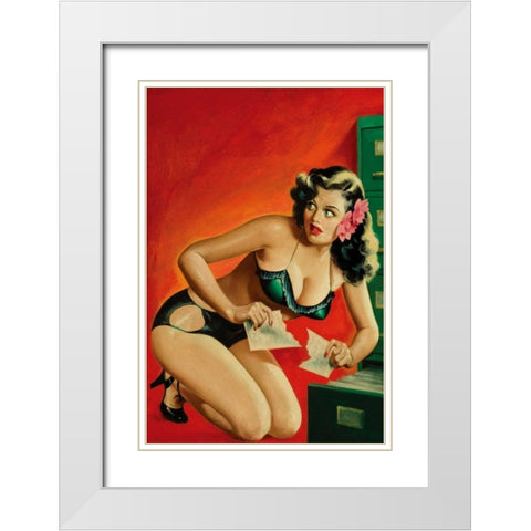 Special Detective Pulp Cover: Evidence White Modern Wood Framed Art Print with Double Matting by Driben, Peter