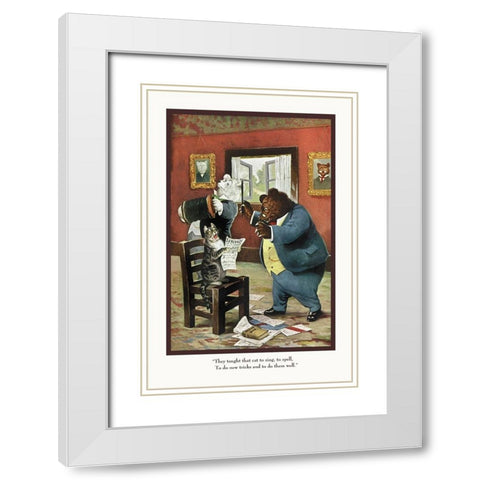 Teddy Roosevelts Bears: That Cat White Modern Wood Framed Art Print with Double Matting by Culver, R.K.