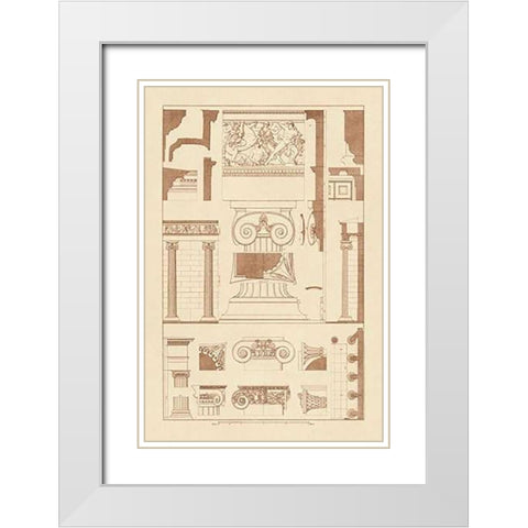 Ionic Capitals White Modern Wood Framed Art Print with Double Matting by Buhlmann, J.