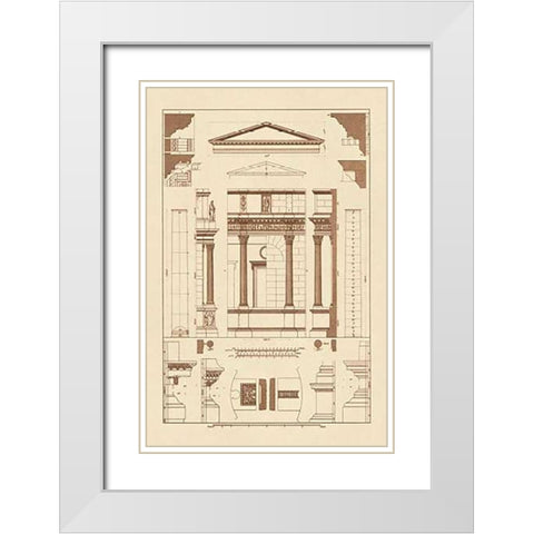 Pediment of Temple at Assisi White Modern Wood Framed Art Print with Double Matting by Buhlmann, J.