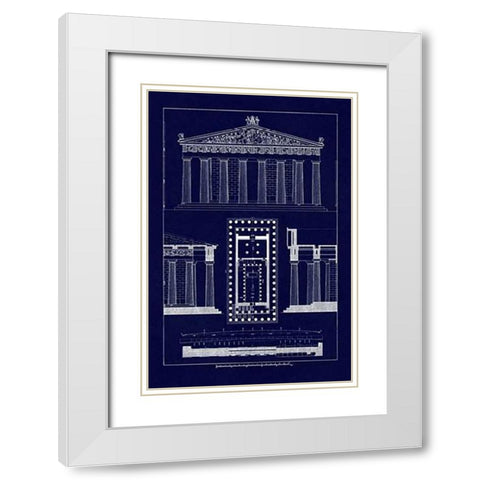 The Parthenon at Athens (Blueprint) White Modern Wood Framed Art Print with Double Matting by Buhlmann, J.