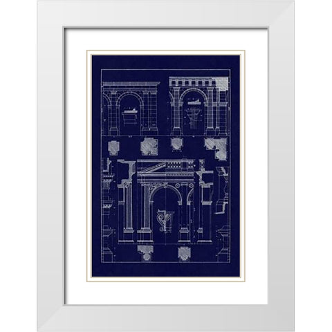 Arcades (Blueprint) White Modern Wood Framed Art Print with Double Matting by Buhlmann, J.