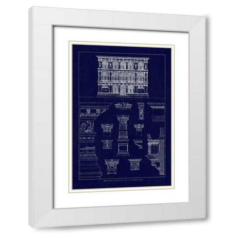 Palazzo Vendramin-Calergi at Venice (Blueprint) White Modern Wood Framed Art Print with Double Matting by Buhlmann, J.